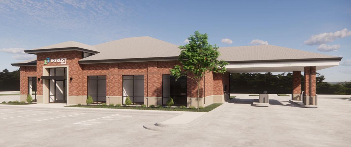 Rendering of rebuilt INTRUST banking center in Topeka