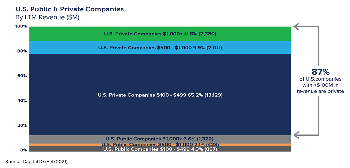 Chart showing U.S. Public & Private Companies