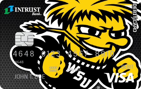 Debit card with Wichita State mascot as background
