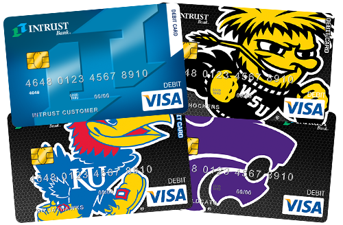 card-debit_all-500x328 The INTRUST Visa Debit Card in exclusive Shocker, Jayhawk, and Wildcat designs.
