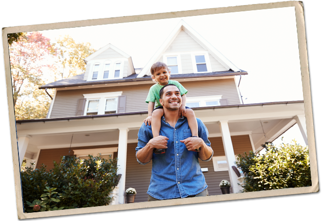 photo-mortgage_dad_and_son-628x431 Dad and son standing in front of house