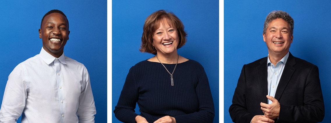 Headshots of three INTRUST employees smiling as they look into the camera