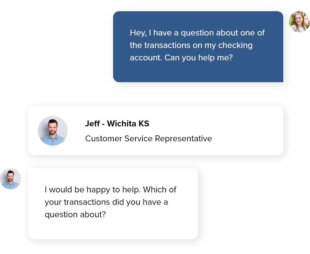 Screenshot of the messaging tool from INTRUST online and mobile banking