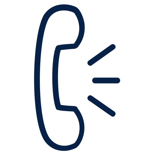 Outline of phone with extra lines to signify a phone call