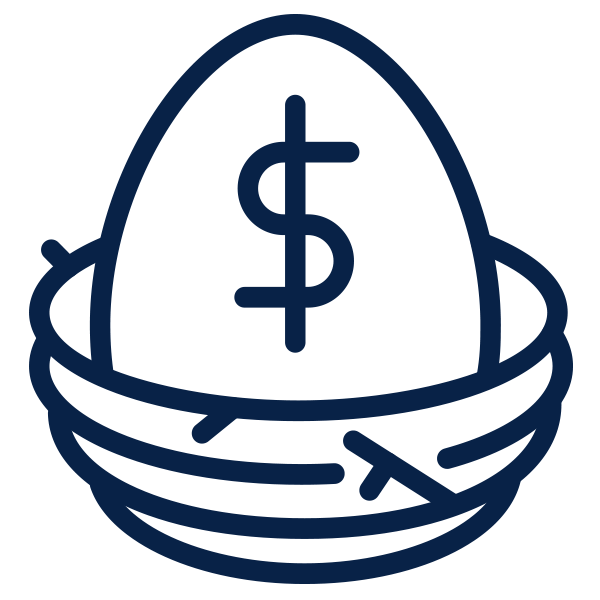 Outline of egg in a nest with dollar sign inside the egg
