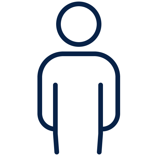 Outline of person to depict a user